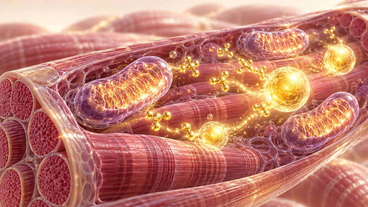 Créatine pour les femmes : illustration de la créatine-phosphate rechargeant l'énergie des fibres musculaires