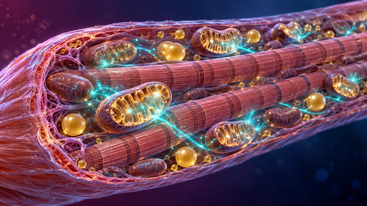 Endurance fondamentale : illustration des mitochondries d'une fibre musculaire qui transforment les graisses en énergie